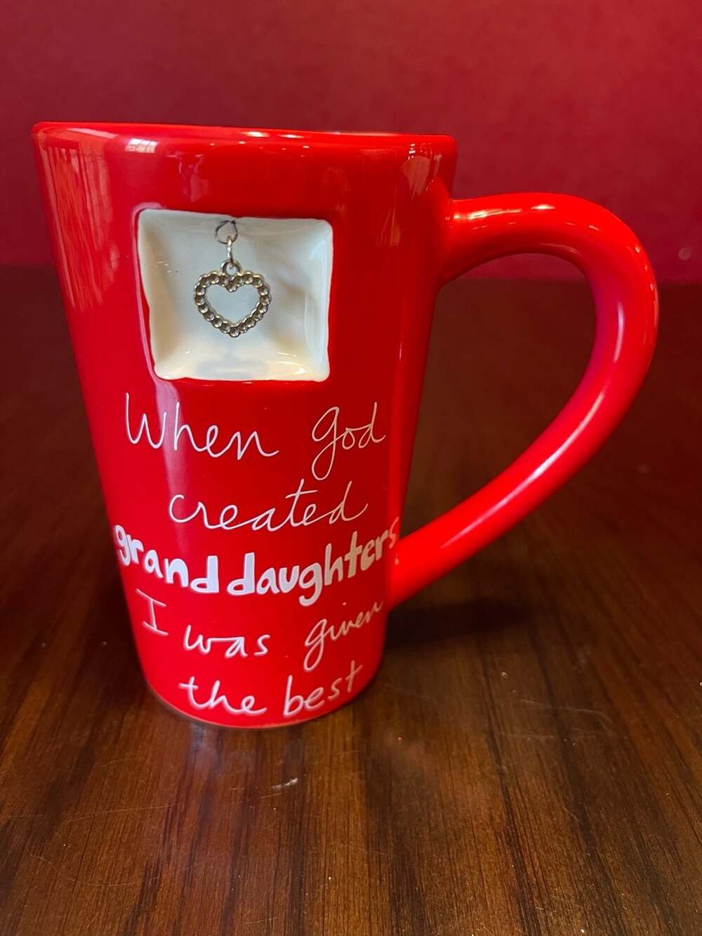Sandra Magsamen When God Created Granddaughters Red Heart Charm Mug